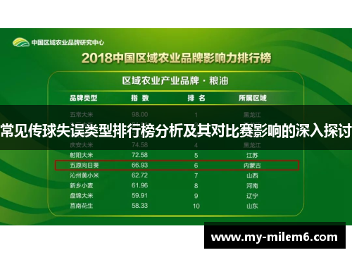 常见传球失误类型排行榜分析及其对比赛影响的深入探讨